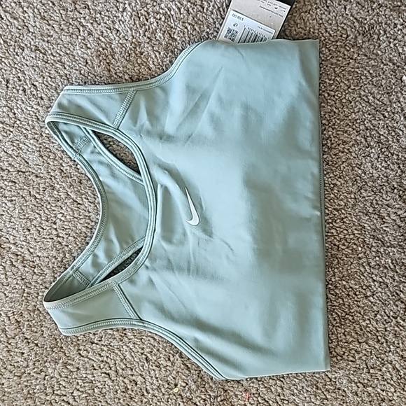 Nike Women’s Jade Smoke Swoosh Sports Bra NWT Medium Impact Dri-Fit - Picture 1 of 5